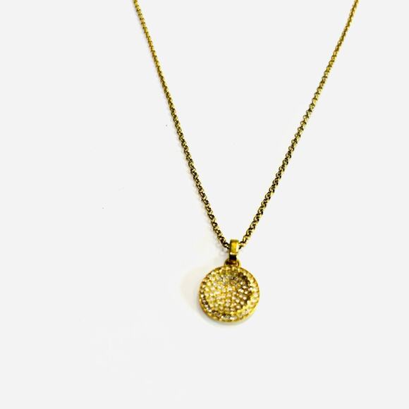 MICHAEL KORS Women's Gold Plated Pave Crystal Disk Necklace - Picture 5 of 7